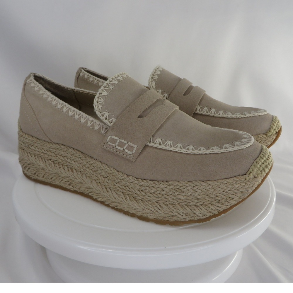 Dolce Vita Womens 6 Taupe Penny Loafer Espadrille Platform Slip On Shoes Size 6